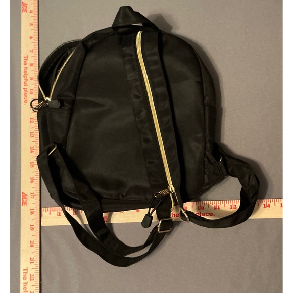 Stone Mountain Black Nylon Mini Backpack Convertible Sling Bag Gold Hardware - Picture 5 of 5
